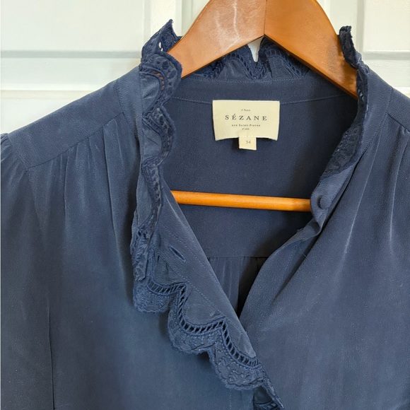 Sezane Chlo Shirt Navy 34/2 - Picture 6 of 9